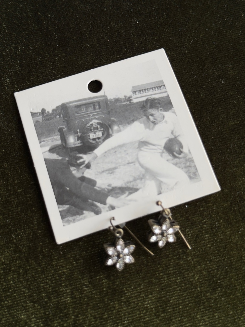 Anthropologie Silver Crystal Flower Drop Earrings